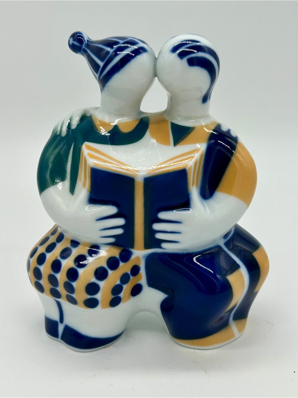VTG Sargadelos Spain Pareja Leyendo Sentada Porcelain Reading Couple Figurine